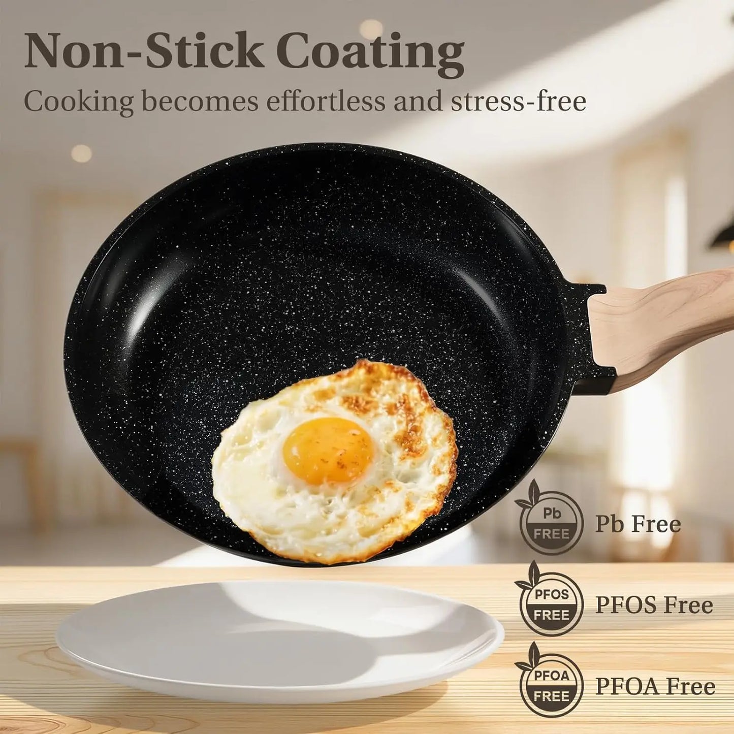 25-Piece Nonstick Cookware Set, Induction Compatible, PFOA/PFOS Free Black Kitchen Pots and Pans