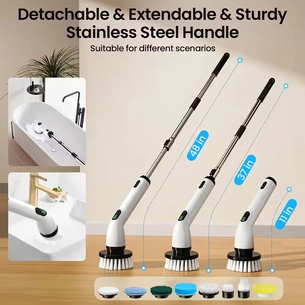 9-in-1 USB Rechargeable Electric Cleaning Brush Telescopic Handle