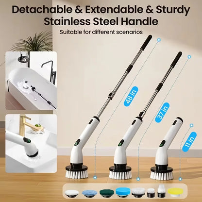 9-in-1 USB Rechargeable Electric Cleaning Brush Telescopic Handle