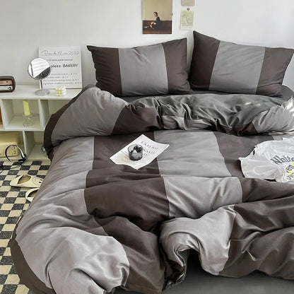 Stripe Bedding Comforter Set with Pillowcase bed sheet Single Full Size Bed Linen Duvet Cover Set Queen/King Double Single Bed