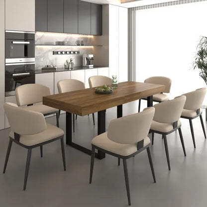 Recextendable dining table aged effect wood and black