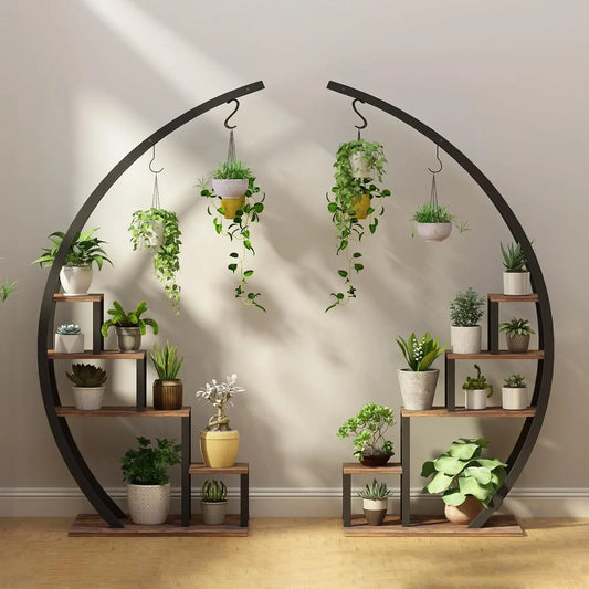 2pcs 5-Tier Metal Plant Stand Indoor, Lawn Living