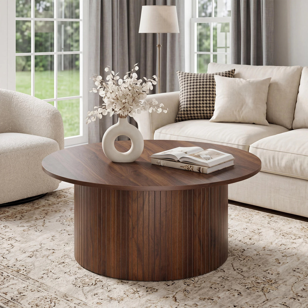 31.5" Mid Century Modern Round Coffee Table