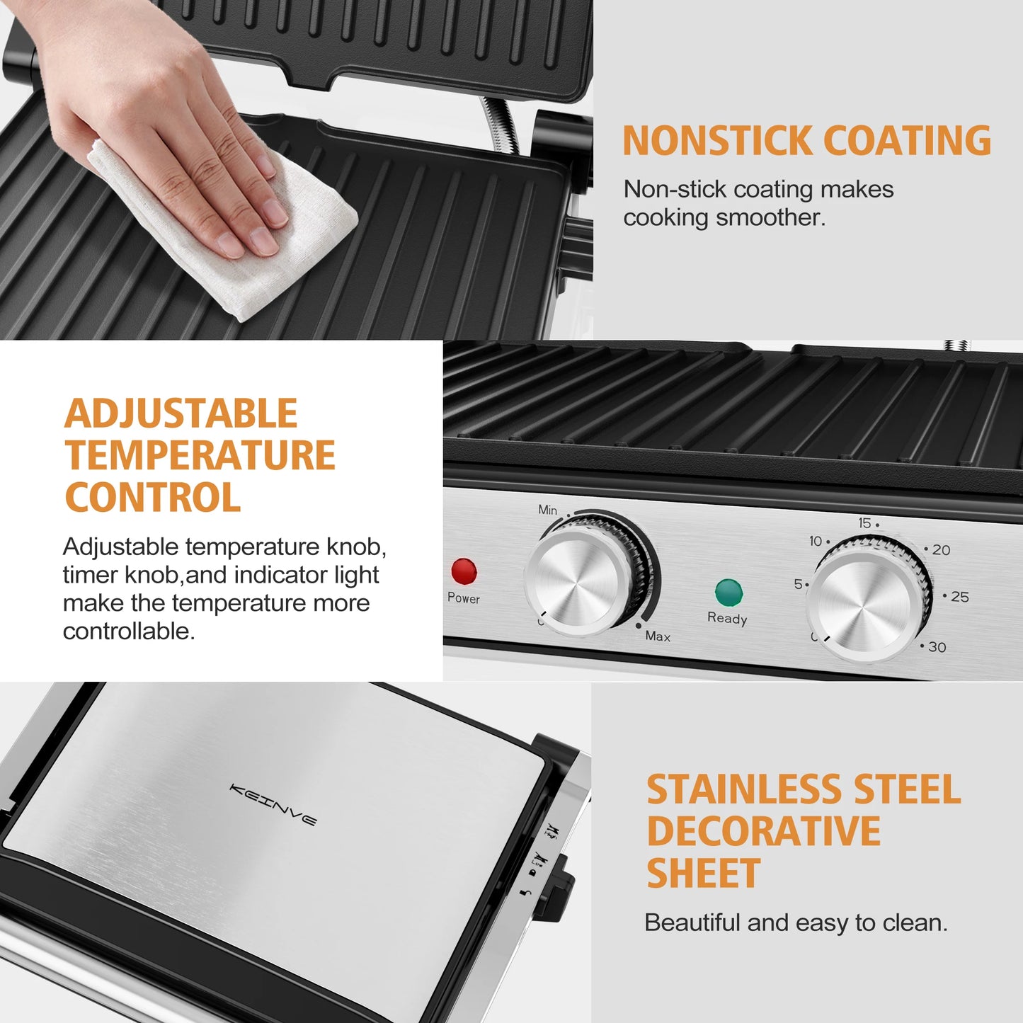 4-Slice Press Electric Grill Sandwich Maker