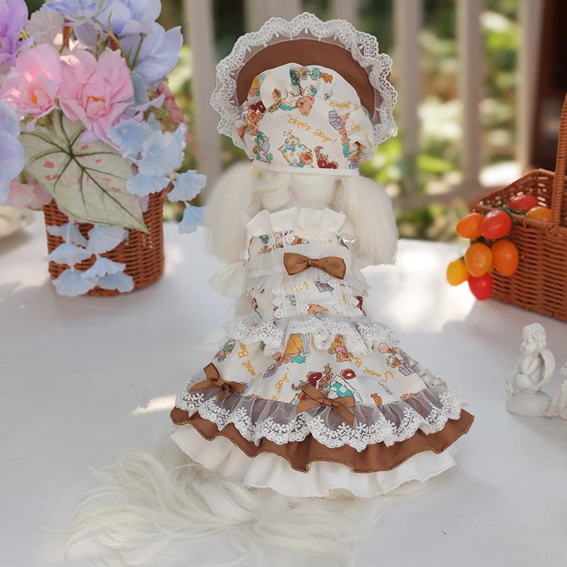 Lace Dress Pet Dress Cute Hat Set Coat
