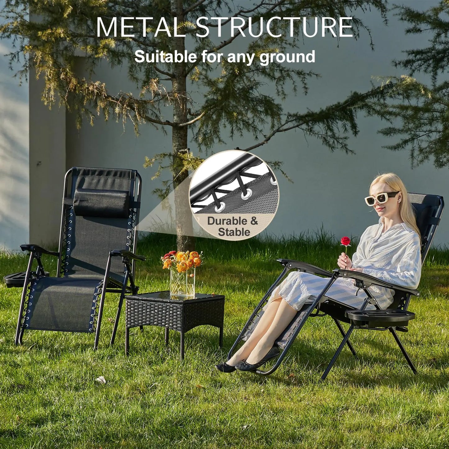 Portable Recliner Camping Patio Outdoor Lounge Chair