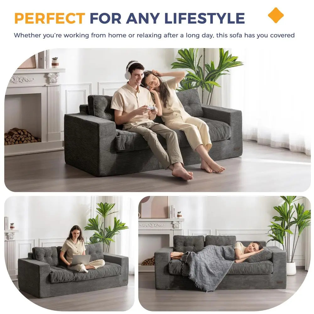Boneless Couch with Tufted Cushion, Backrest