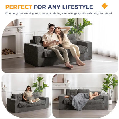 Boneless Couch with Tufted Cushion, Backrest