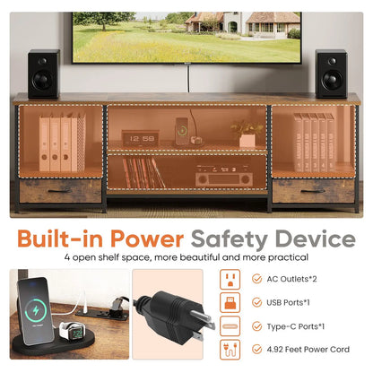 63IN Wooden Stand, Up To 75 Inch TV