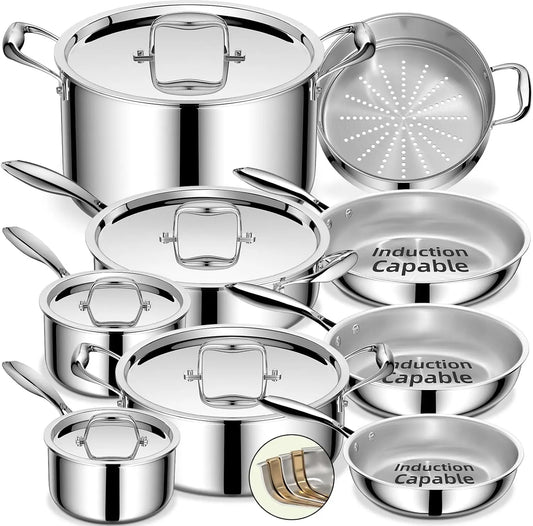 5-Ply Stainless Steel Cookware Set, 14-Piece