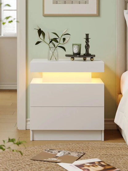 Cubehom LED Nightstands with 2 Drawers