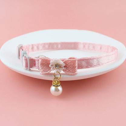 Cats Collar Lace Bow Tie hanging pearl