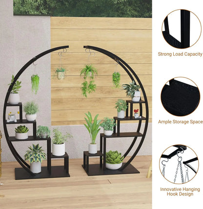2pcs 5-Tier Metal Plant Stand Indoor, Lawn Living