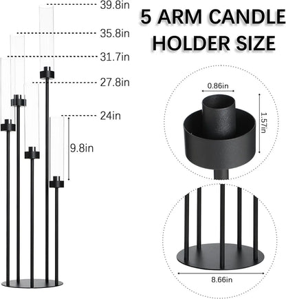 2PCS 39.8''Matte Black Candle Holder