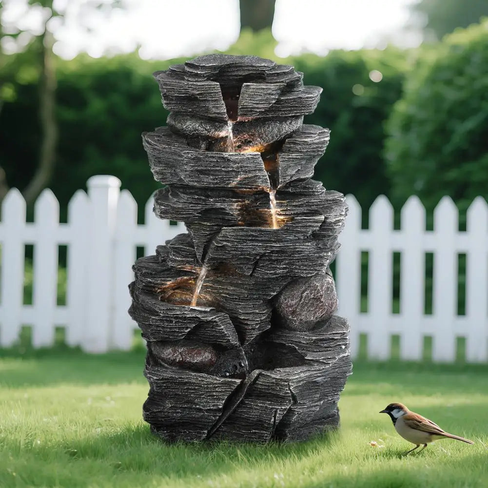 Waterfall-style Rock Water Feature Fountain, Garden Waterfall