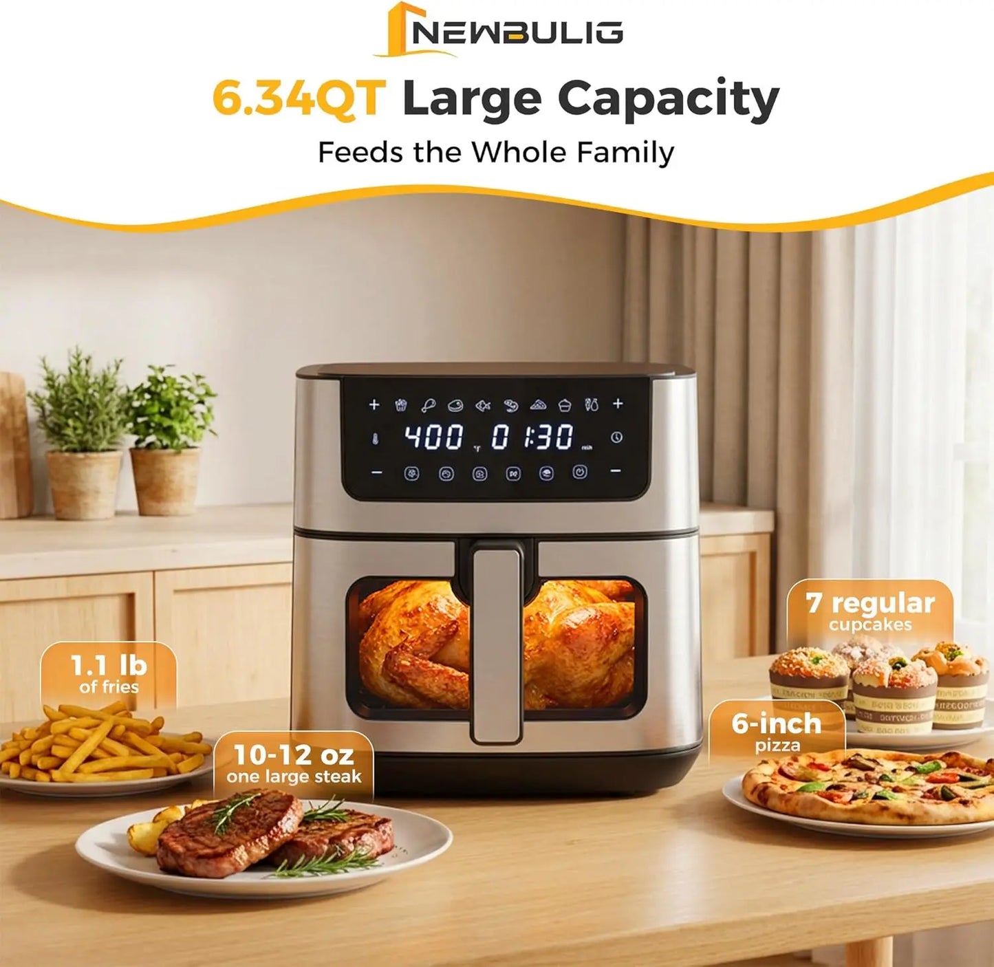 6.34 QT Air Fryer 8-in-1 Presets