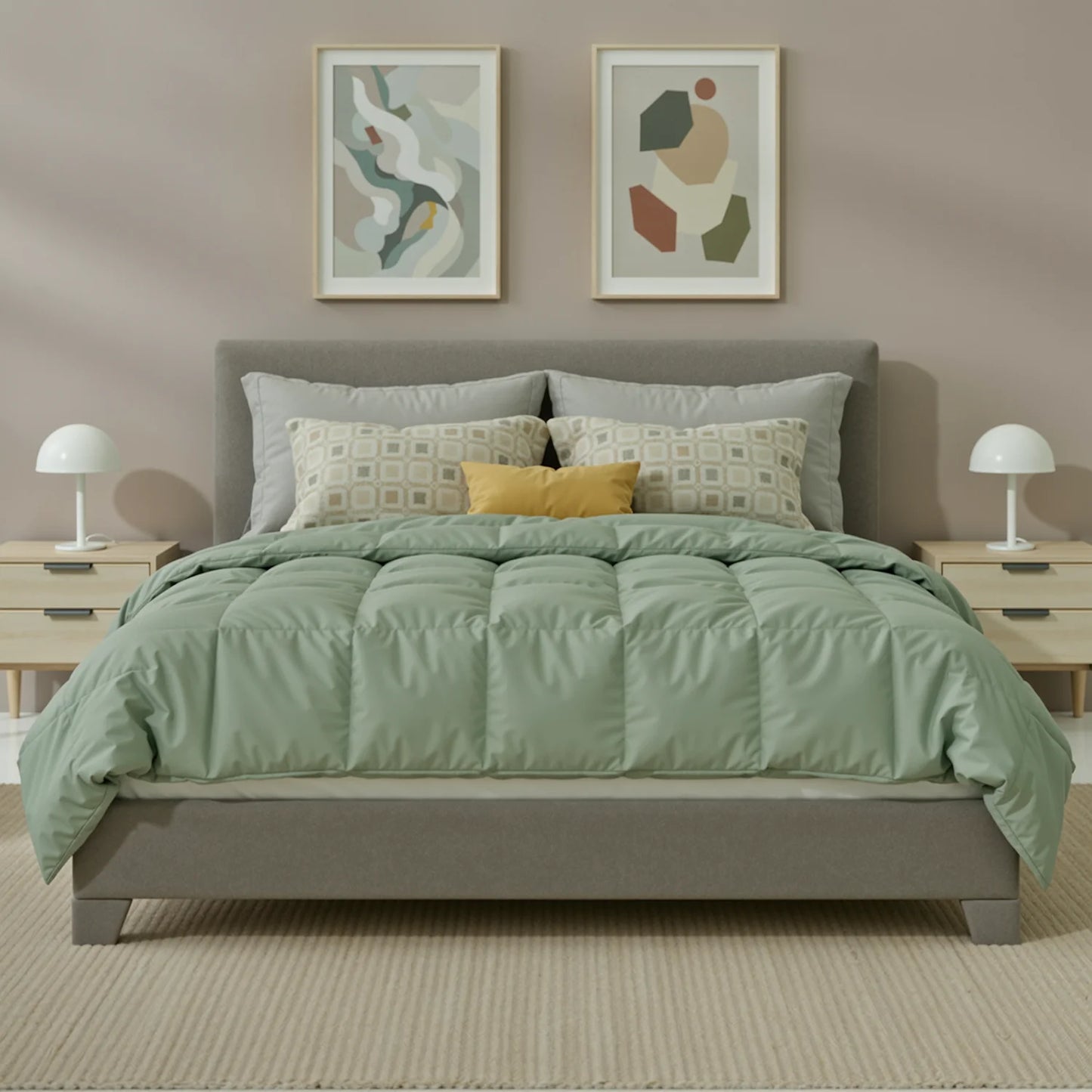 Full/Queen/King Upholstered Bed Frame Adjustable Linen Headboard