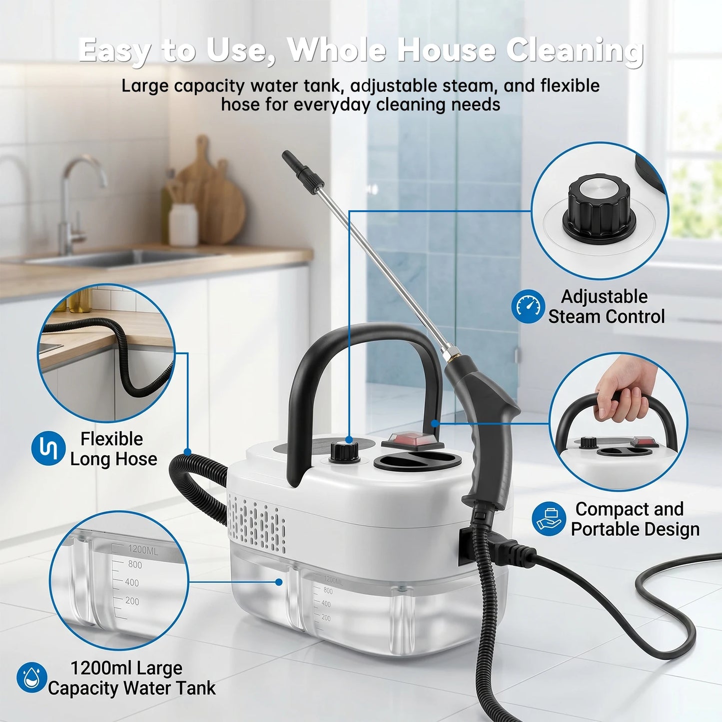 2500W High Temperature Steam Cleaner Portable Handheld