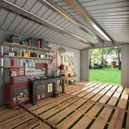 10x10~12x18FT Metal Storage Heavy-Duty Frame Shed