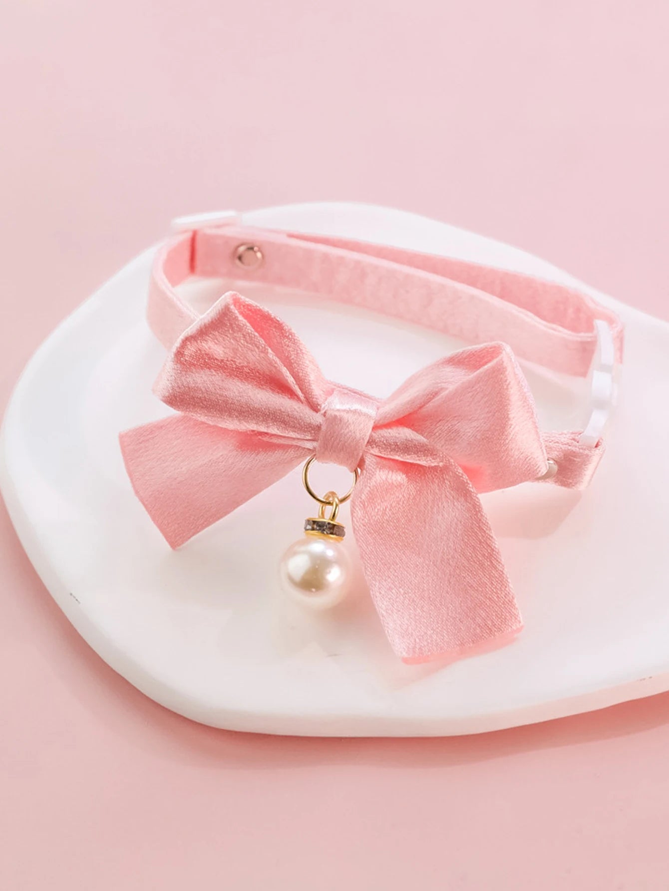 Cats Collar Lace Bow Tie hanging pearl
