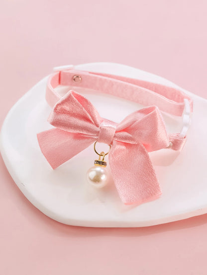 Cats Collar Lace Bow Tie hanging pearl