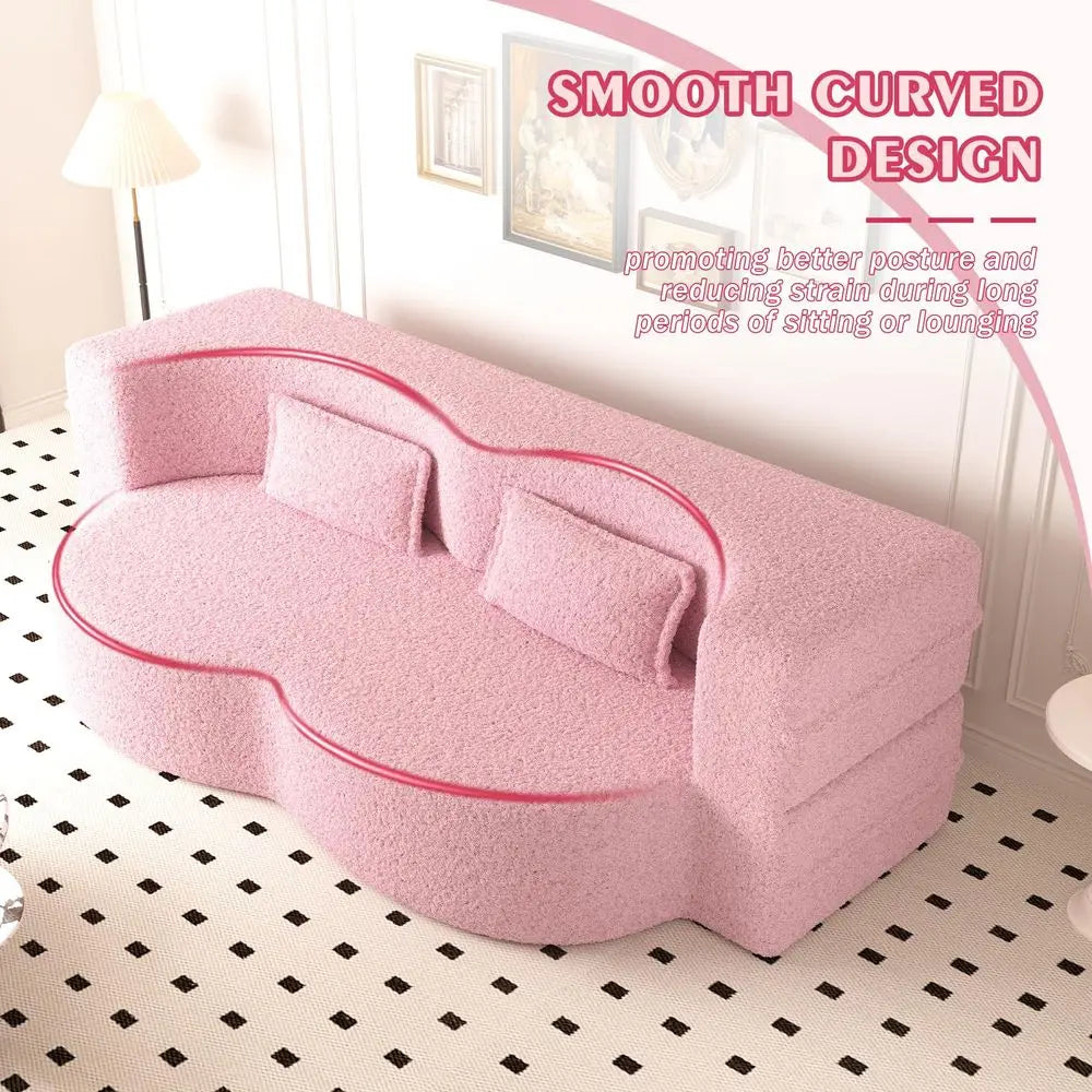 Teddy Folding, Sofa Couch Bed, Convertible, 2 Pillows