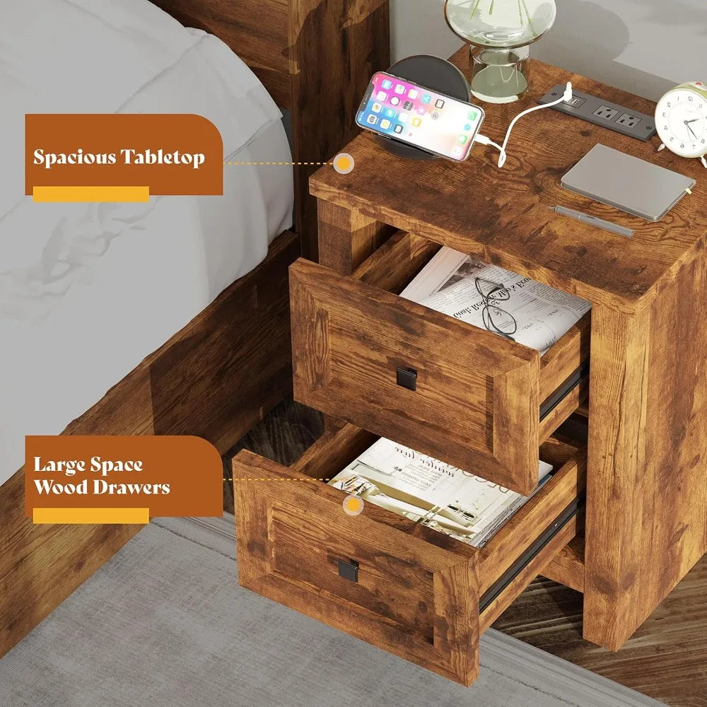 3-Piece Bedroom Set: Queen Bed Frame, 2 Nightstands