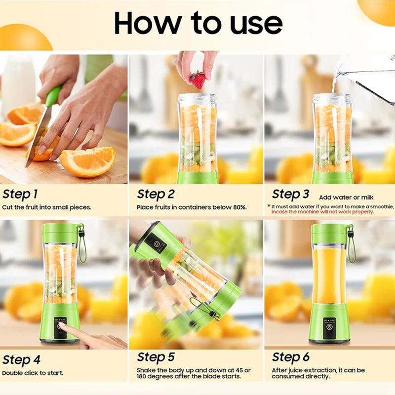 380ml household juice mixer mini electric juicer USB rechargeable smoothie shake mixer portable juicer household appliances