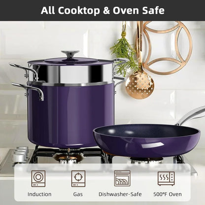 13Pc Lightweight Cookware Set, Non-Stick, Stay-Cool Handles