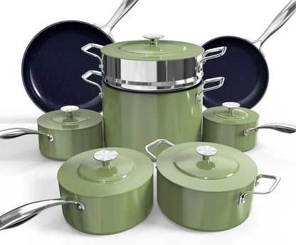 13Pc Lightweight Cookware Set, Non-Stick, Stay-Cool Handles