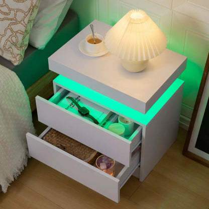 Cubehom LED Nightstands with 2 Drawers