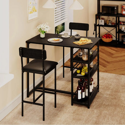 Dining Table Set with PU Cushion Chairs