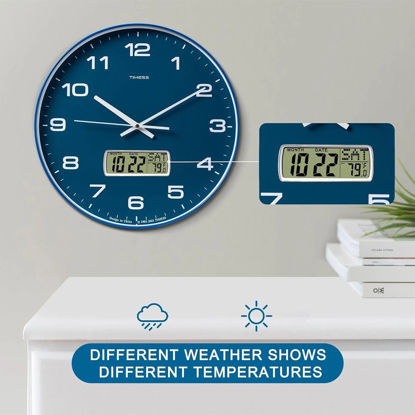 Calendar Wall Clock,3 Sizes 4 Colors