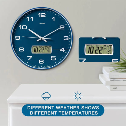 Calendar Wall Clock,3 Sizes 4 Colors