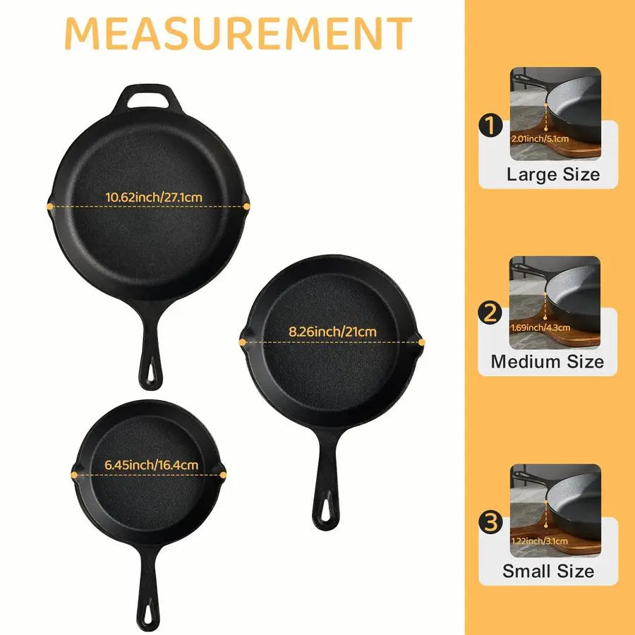 Cast Iron Skillet Seasoned Pan Cookware Set