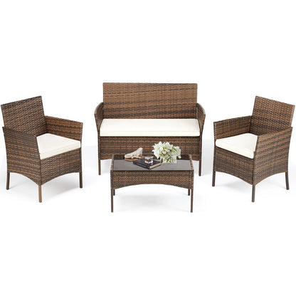 Outdoor Patio Soft Cushion chairs Glass Table