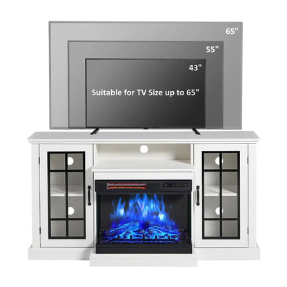 TV Stand with 3 Sided Glass Electric Fireplace