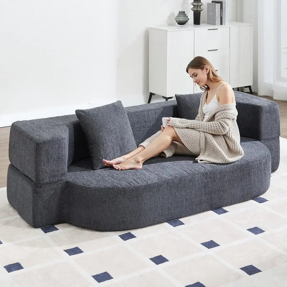 Twin Size Convertible Sleeper Sofa with Breathable Foam