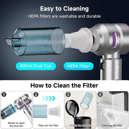 Car Vacuum Cleaner High Power Portable Handheld Wireless Brushless Motor Cleaning Machine Powerful Air Duster for Home Appliance