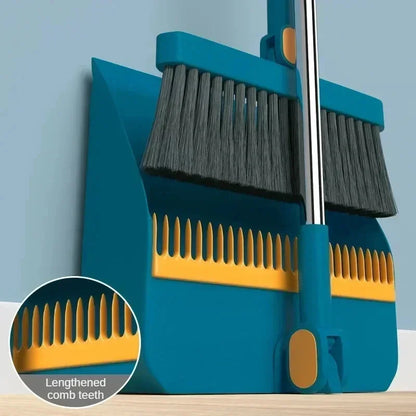 Folding Dustpan & Broom Set, Thick Teeth