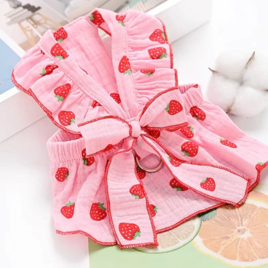 Strawberry Print Pet Dress Cat Dog Swimsuit