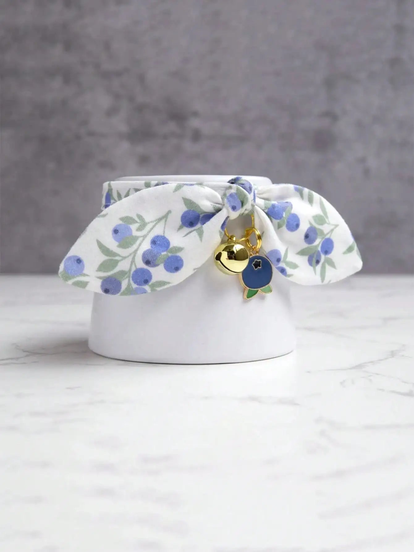 1pc Bowknot Cat Collar With Blueberry Fruit Print