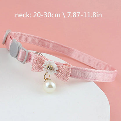 Cats Collar Lace Bow Tie hanging pearl