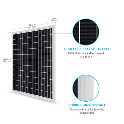Solar Panel 50 Watt 12 Volt, RV Marine