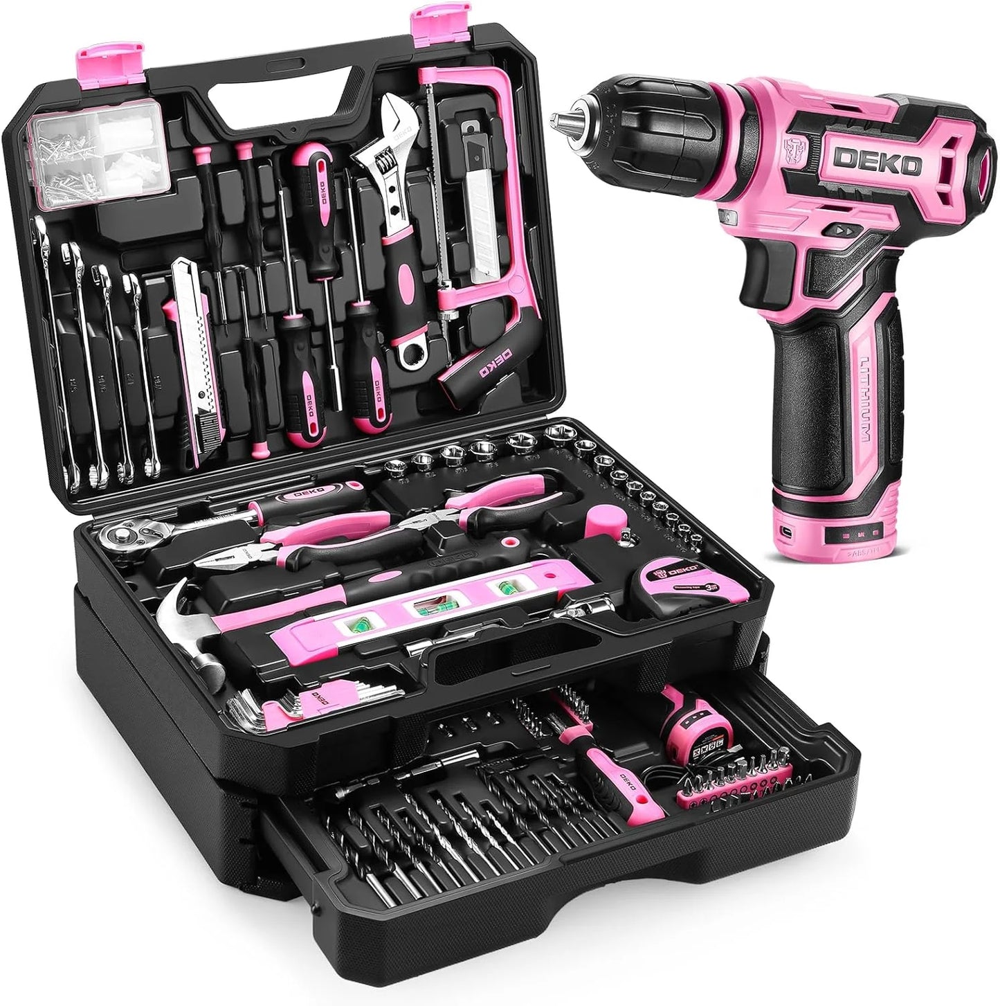 Mechanic Toolbox with 12V Power Cordless Drill