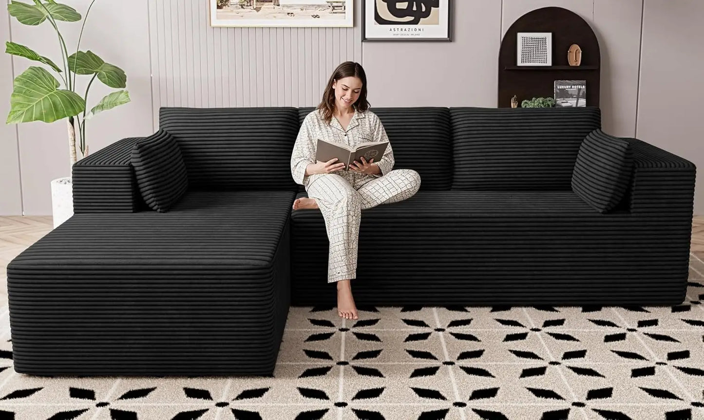 Sectional Boneless Couch 106' Left-Facing, L-Shaped