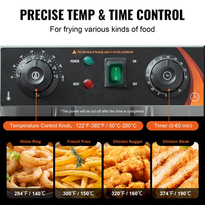 SucceBuy  12L Electric Deep Fryer w/Dual Removable Tanks