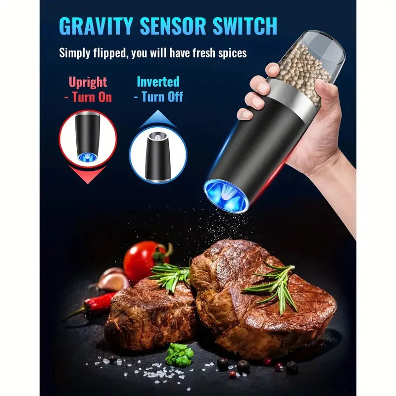Electric Salt Pepper Mill, Tilt To Grind