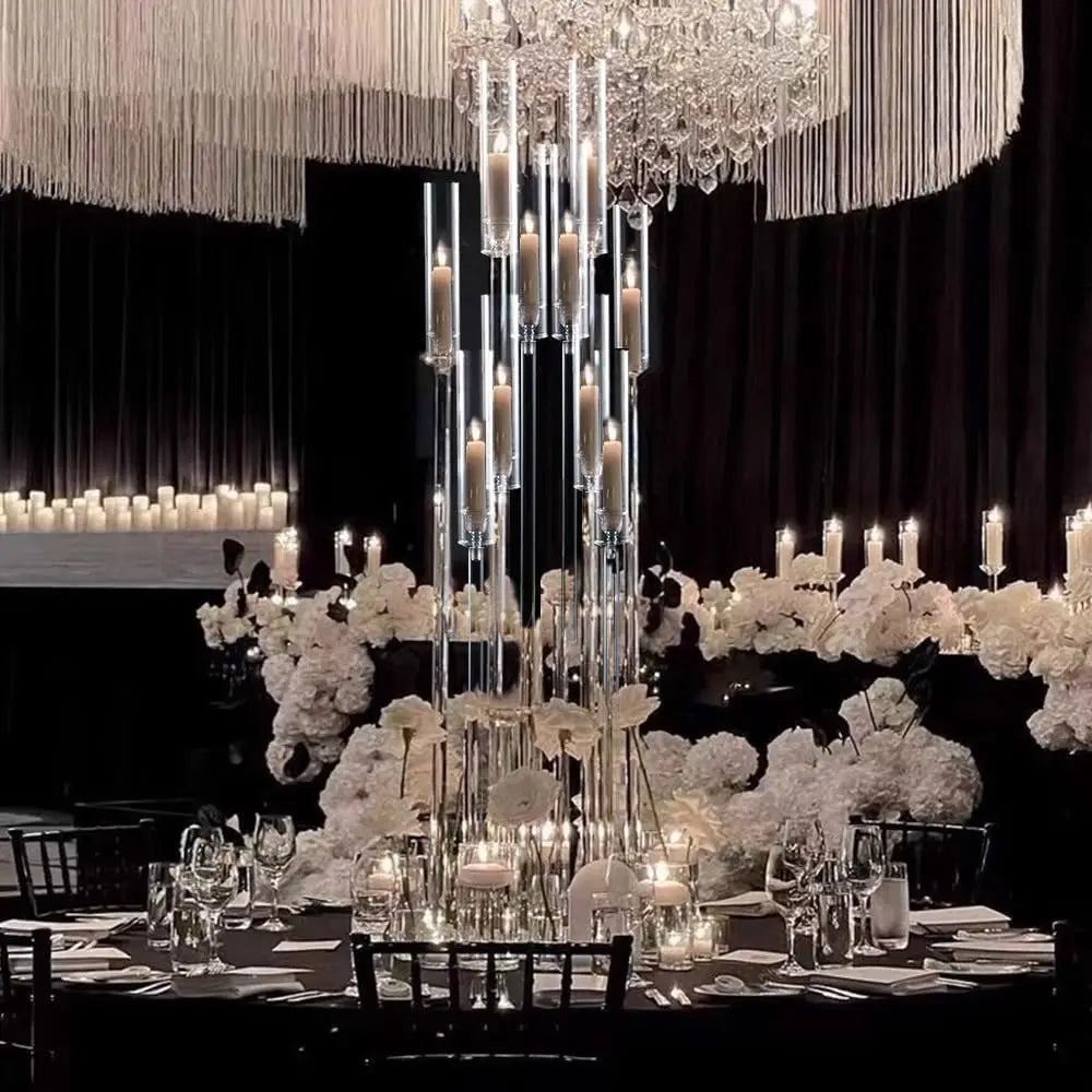 10Pcs Acrylic Candelabra Centerpiece 10 Arm Candelabras