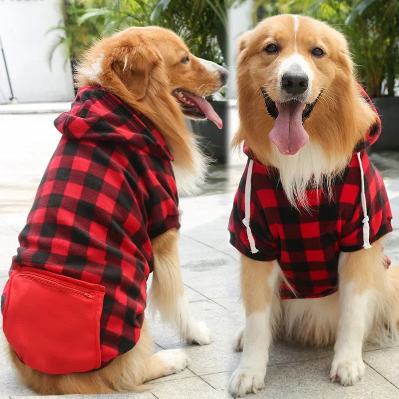Dog Winter Coat  Pet Jacket Plaid Reversible Vest